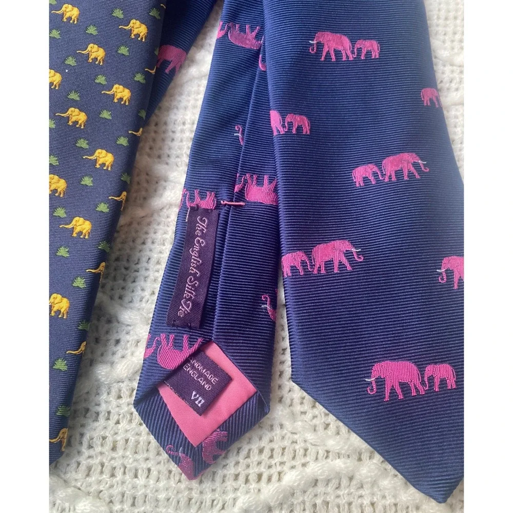 2 Silk Elephant Novelty‎ Ties English Silk Mitchelsons London Excellent Gift!